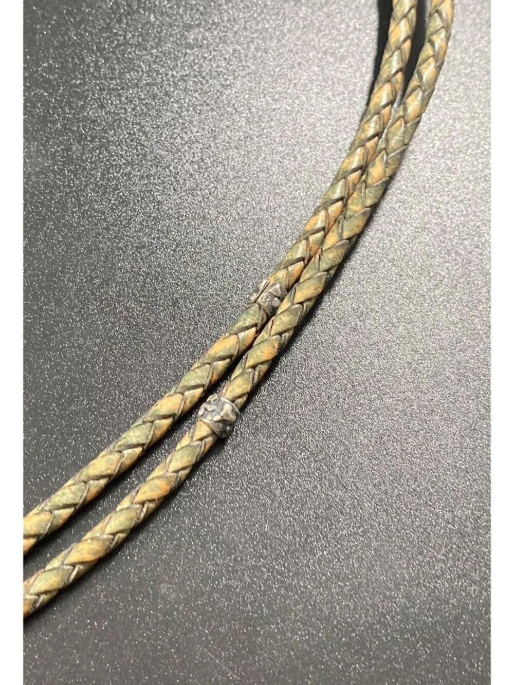 Chan LUU Two Strand Leather Necklace 925 Sterling Nugget Bead Station Signed